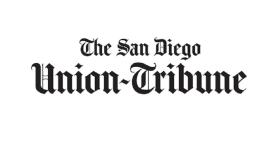 Logo San Diego Tribune. Black text on white background.