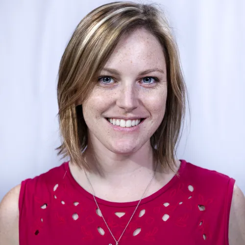 Young white woman with light brown hair