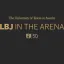 LBJ in the arena, gold text on dark gray background.