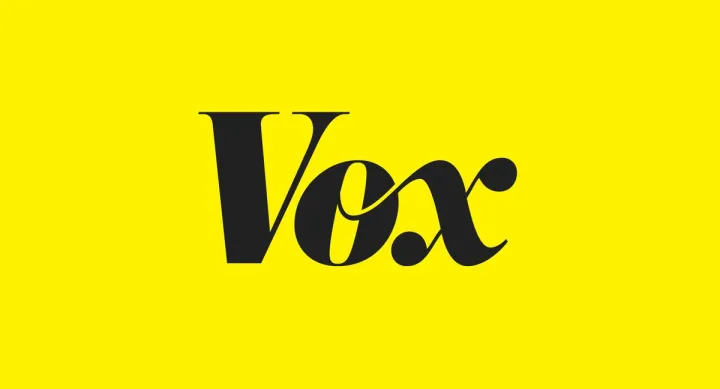 Image of Vox's logo. Black text on yellow background.