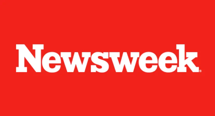 Image of Newsweek's logo. White letters on red background.