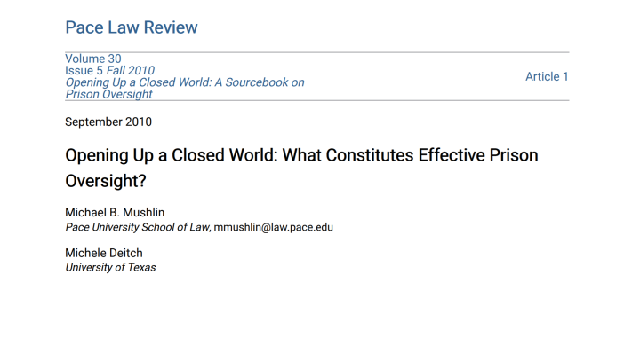 Screenshot of pace law review effective oversight article, black text over white background.