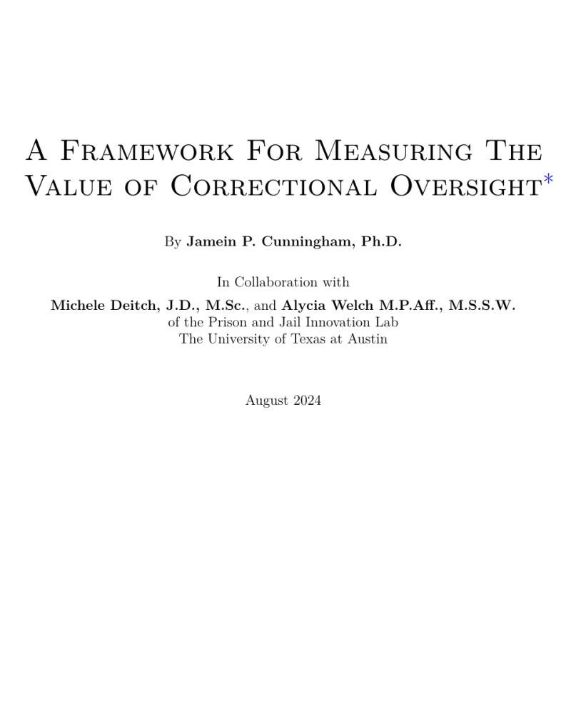 A Framework for Measuring the Value of Correctional Oversight