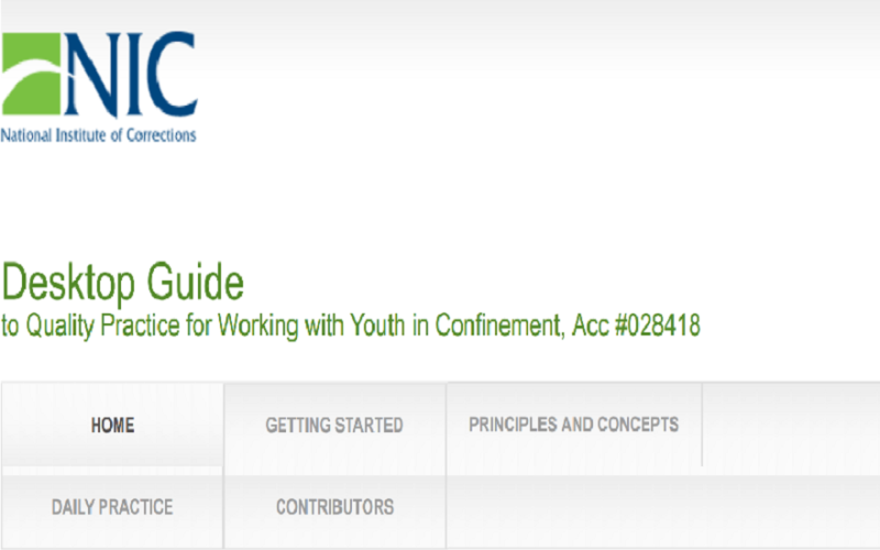 Screenshot Desktop Guideto Quality Practice for Working with Youth in Confinemen